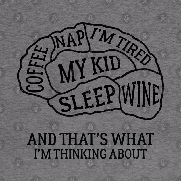 Brain Scan of a Mom Always Tired Coffee Addict Wine Lover Distressed by TheBlackCatprints